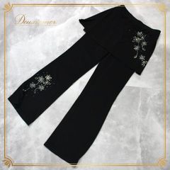 社交ダンス 衣装 スタンダード パンツ ボトムス ズボン パーティー レッスンウェア 練習着 ブラック系 黒 FOR SEASON 無地 シンプル ラインストーン 花柄 伸縮性 おしゃれ 上品 ダンスウェア トップス コーディネート フィットネス 練習用