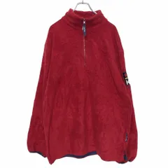 NAUTICA フリースジャケット M レッド ノーティカ アメリカ製 ハーフジップ ロゴ 刺繍 リフレクター 古着卸 アメリカ仕入 a510-6020