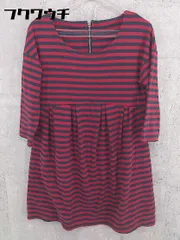 ◇ green label relaxing UNITED ARROWS バックジップ ボーダー 長袖 ミニ ワンピース レッド ネイビー レディース  【1002800357123】