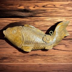木彫り 鯉 置物 自在鉤 魚横木 一刀彫 木工芸 縁起物 インテリア オブジェ 彫刻 骨董品 アンティーク