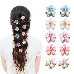 5色 LIKENNY ミニヘアクリップ ヘアピン 花 前髪クリップ 真珠のヘアクリップ ヘアアクセサリー 可愛い 小さめ バンスクリップ 髪飾り 髪留め 子供 誕生日 卒業式 入学式 結婚式 10枚セット