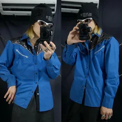 ACE OF DIAMOND USA Silver Grittier Tribal Tree Graphics L/S Western Shirts シルバー ラメ グリッター トライバル ツリー 長袖 ウエスタンシャツ