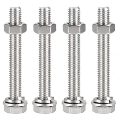 新品 uxcell 六角頭ねじ ボルト、ナット、フラット＆ロックワッシャーキット 304ステンレス鋼完全スレッド六角ボルト M10x80 mm 4セット
