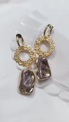 イスラエルパーツ天然石　フープイヤリング