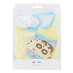【メール便】クレヨンしんちゃん ベビー用品 ベビーセット ビブ＆ソックス ハンバーガー スモールプラネット プレゼント ギフト スタイ＆赤ちゃん用靴下 出産祝い アニメキャラクター グッズ 