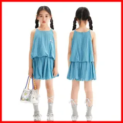 160cm 150 140 130 120 110 可愛い カジュアル 洋服 普段着 おしゃれ 通気性 刺繍デザイン セット キャミソール/キュロットスカート ガールズ 女児服 2点セット 夏 セットアップ キッズ 女の子 子供服 Banny] [Barry