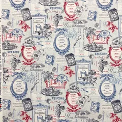 S-696 YUWA 紅茶柄　赤青系　1m