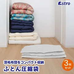 アストロ 公式 良品 布団圧縮袋 ホワイト×透明 3枚組 シングルサイズ・ダブルサイズ兼用 110×100cm ビッグサイズ 羽毛布団 ふとん 圧縮袋 収納袋 収納ケース 大きめ 布団一式保管 623-38のサムネイル