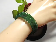 天然石 グリーンアベンチュリン(インド翡翠)形状記憶ブレスレット・アンクレット  　　250720336