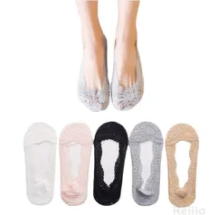 レディースレースフットカバー　浅履き　脱げない　かわいい靴下　５足セット　素足