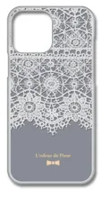 【新品未使用】iPhone13 Pro Max アイフォン13プロマックス クリア ハードケース レース柄 (グレー) アンティーク リボン おしゃれ かわいい cl-iphone13max-279
