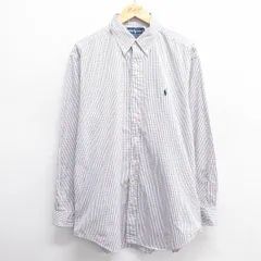 XL/古着 ラルフローレン 長袖 ブランド シャツ メンズ 90s ワンポイントロゴ YARMOUTH オックスフォード 大きいサイズ ロング丈 コットン 