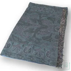 【美品】ETRO エトロ★ストール リバーシブル ネイビー×ミックス系 ＊k3206