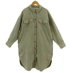 ニコアンド Niko and.. ワンピース シャツワンピース 長袖 ピーチスキン生地 ミディ丈 カーキ系 カーキベージュ L