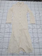 ◇ ⊂ ZARA ザラ 装飾ボタン 長袖 メッシュレースロングシャツ サイズXS ベージュ系 レディース E  【1508260030014】