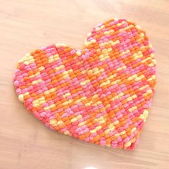 マシュマロニットマット：ハート《オレンジ系》ハンドメイド