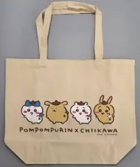 【中古】雑貨 集合(ふりむき) 大きめトートバッグ 「ちいかわ なんか小さくてかわいいやつ×サンリオキャラクターズ」