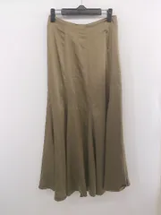 ◇ nano universe ナノ ユニバース バックゴム サテン風 ロング フレア スカート サイズF ブラウン系 レディース E  【1304100006375】