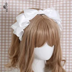 全8カラー☆ 無重力リボン　光沢　カチューシャ　ゴスロリ　ロリータ　ロリィタ　ヘアアクセサリー　ヘアドレス　リボン　白　水色　ピンク　黒　赤　黄色　ベージュ　衣装　アクセサリー　コスプレ