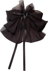 blue beryl ヘアアクセサリー ビッグリボン レディース シフォン シアー エアリー 簡単アレンジ バンスクリップ 髪飾り まとめ髪 かわいい バレッタ きれいめ カワイイ清楚 優雅 柄 小花柄 おしゃれ BB057(ブラック)