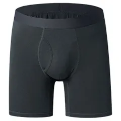 メンズ ボクサーパンツ 3分丈 ロング丈 インナー 前開き 綿95％ コットン ベーシック 伸縮性 通気性 ストレッチ 無地 シンプル 快適 下着 黒 ms-024