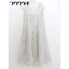 ◇ ◎ Douceur ドゥスール ストライプ ノースリーブ 膝下丈 ワンピース オフホワイト ブラック系 レディース  【1109210006884】