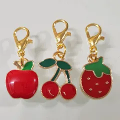 【99】ミニサイズ♡ファスナーチャーム♡3個セット♡いちご♡さくらんぼ♡りんご♡