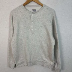 Champion チャンピオン ヘンリーネック スウェット ワンポイントロゴ ライトグレー Mサイズ メンズ 古着 アメカジ