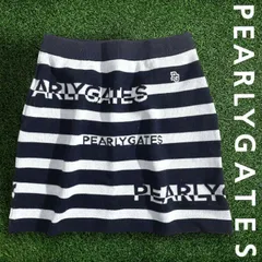 PEARLY GATES パーリーゲイツ ゴルフ ウール混 12G  ロゴボーダー柄 ストレッチ ミニ ニットスカート スカート ゴルフウェア レディース 055-2234124 定価3.5万 ネイビーブラック ホワイト   ▲039▼51022w10