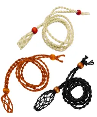 [S.fields.inc] 石包みペンダントホルダー マクラメ編み ネックレス紐 3本セット 天然石 パワーストーン (3色セット) [3色セット]