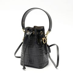 フェンディ / FENDI モントレゾール ミニバッグ 8BS010 型押しFFモチーフ レザー ブラック 【中古】 商品番号 S-158148のサムネイル