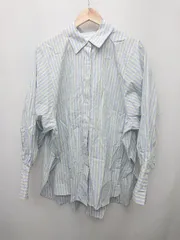 ◇ Aer エアー ストライプ ゆったり フロントボタン 長袖 シャツ サイズF ライトブルー系 メンズ P  【1402270009445】