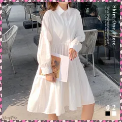 送料無料 シャツワンピース レディース ワイドフリル ロング丈シャツ ティアード シャツワンピ長袖 フレアワンピース カジュアル 韓国風 ゆったりシルエット ホワイトドレス ワンピース 春秋夏 可愛い印象のティアードフレアデザイン シャツワンピース