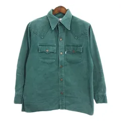 90年代 USA製 Levi's リーバイス ウエスタンシャツ グリーン (メンズ L) 中古 古着 R5102