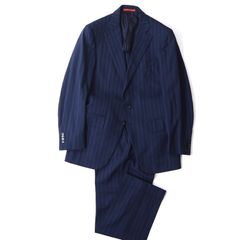 イザイア ISAIA イタリア製 ウール スーツ セットアップ ストライプ 46 ネイビー メンズ 正規品 5-ZD013