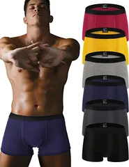 PLIN ボクサーパンツ メンズ 下着 6枚セット 吸汗速乾 前閉じ ローライズ 男性( 6色,  2XL)