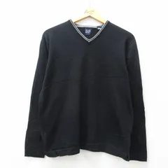 M/古着 ギャップ GAP 長袖 セーター メンズ 00s メリノウール Vネック 黒 ブラック 25jan10 中古 ニット トップス