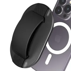 【超強磁力スマホ指マグネットグリップ】Sinjimoru、Magsafe対応 9mm 薄型 シリコンフィンガーグリップ 簡単脱着 落下防止 ワイヤレス充電可能 スマートフォンバンドスタンド 2in1機能 iPhone 15 Plus Pro Pro Max 1