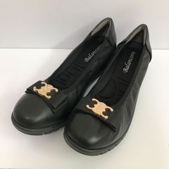 Balancoire　ブランコワール　ジャパンメイド 羊革 グログランリボン 超軽量パンプス　ブラック　24.5㎝　タ