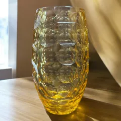 ミッドセンチュリーやアンティーク好きな方に！カガミクリスタル　各務クリスタル★フラワーベース★アンバー