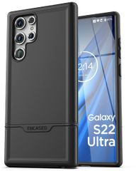 【在庫処分】スマホカバー(ブラック) 2重構造 ワイヤレス充電 Qi充電 落下防止 携帯ケース 耐衝撃 フルボディ ケース ultra s22 galaxy Samsung スマホケース レベルシリーズ Encased