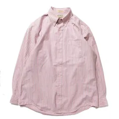 90's USA製 LLBean LLビーン ストライプ オックスフォード ボタンダウン シャツ (16 1/2-35) ピンク 90年代 アメリカ製 旧タグ オールド　アメリカ古着 USED  ビンテージ ヴィンテージ