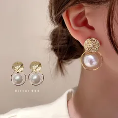 韓国 揺れる 大粒フェイクパール ピアス