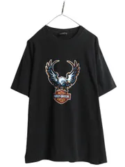 【お得なクーポン配布中!】 90s ハーレー ダビットソン イーグル イラスト プリント Tシャツ メンズ XL オールド バイク グラフィック ヘビーウェイト 大きいサイズ 黒
