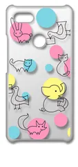 【新品未使用】 Google Pixel3 XL クリア ハードケース (アニマルドット) カラフル 猫 うさぎ  ゾウ アニマル 動物 cl-pixel3xl-187