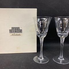 未使用　THE　GINZA　Noritake　CRYSTAL　ペア　ワイングラス　P32D03/LM9　クリスタルガラス