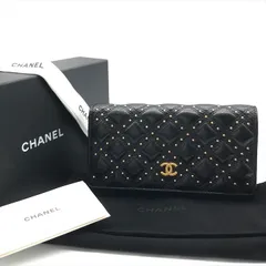 展示品 CHANEL シャネル ココマーク マトラッセ スタッズ 長財布 ウォレット レディース ブラック k4995