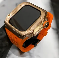 タイトル　アップルウォッチカバーケースApple Watchラバーバンドベルト メタル　22