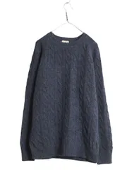 【お得なクーポン配布中!】 エルエルビーン シェットランド ウール ケーブル ニット セーター メンズ L / 無地 LLBEAN アウトドア クルーネック ミドルゲージ ネイビー