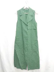 ◇ ⊂ UNIQLO ユニクロ JW ANDERSON 綿麻混合 ノースリーブ ロング ワンピース サイズM グリーン レディース E  【1503060003671】